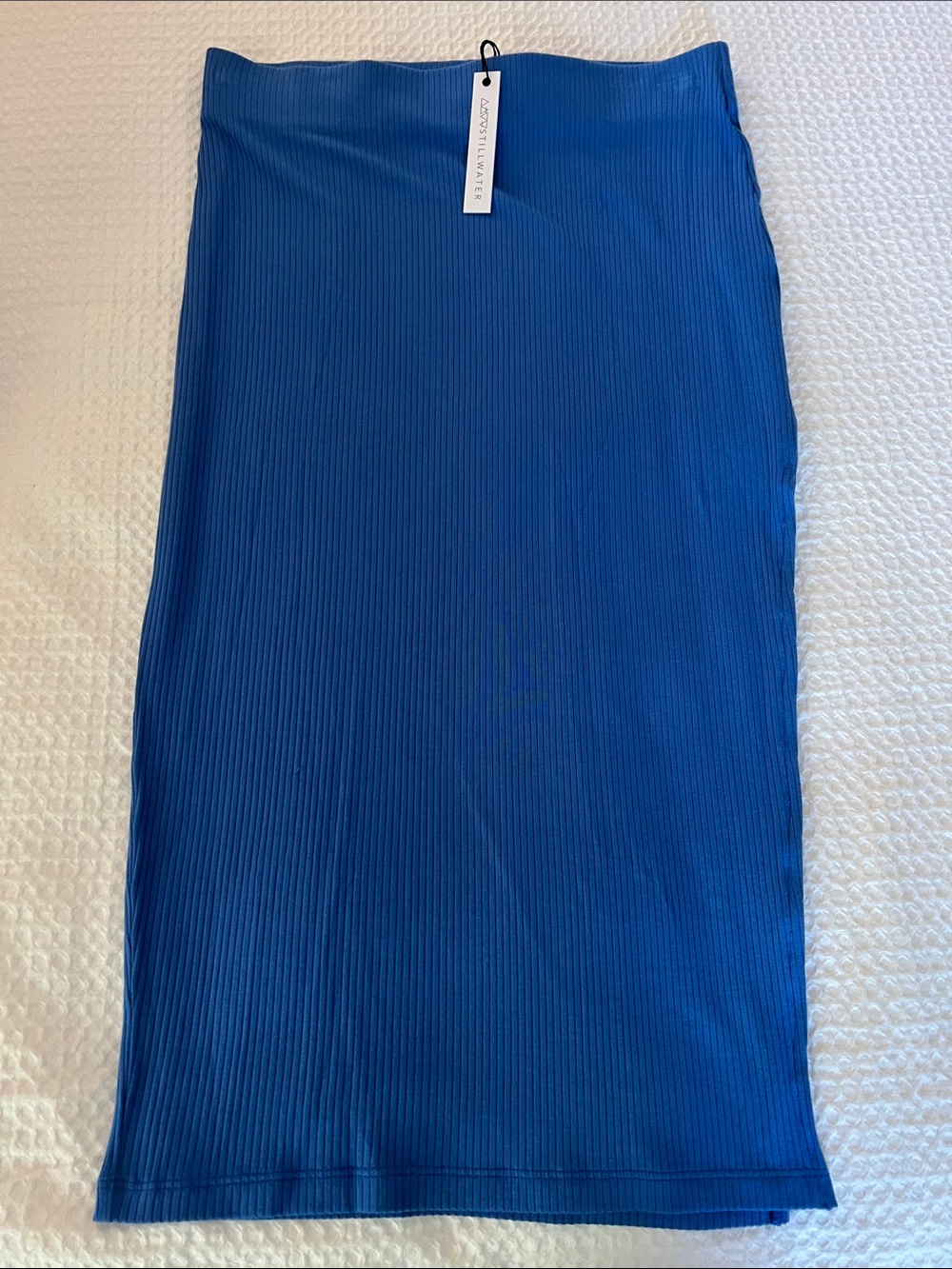 Stretch Ribbed Midi Skirt in Cobalt Blue by Stillwater